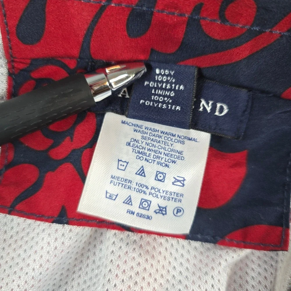 Lands' End Mens Large Blue Red Floral‎ Swim Trunks Board Shorts Mesh Lined
